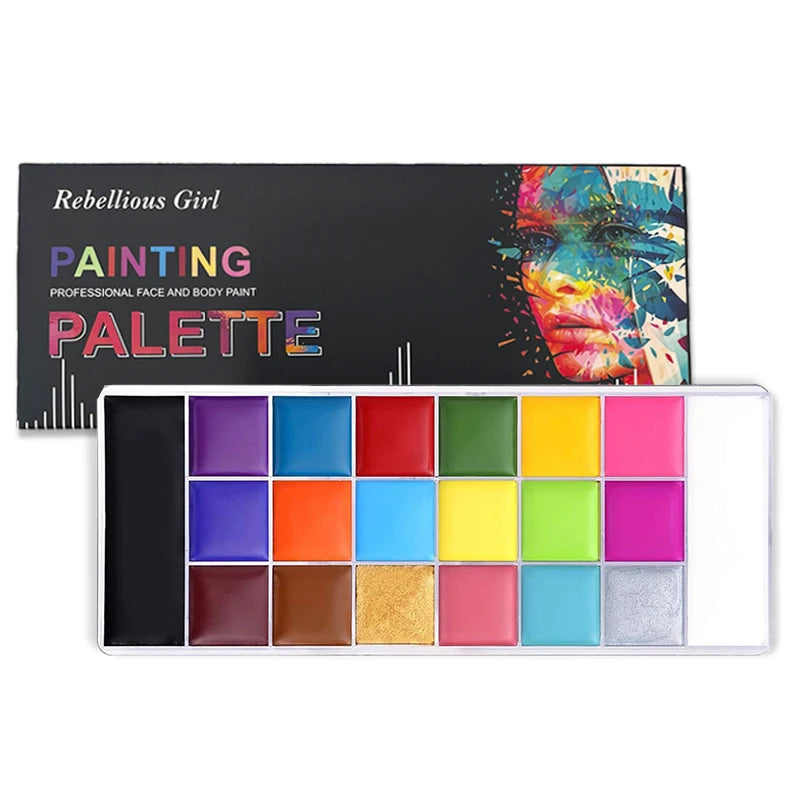 20 Color Professional Face & Body Paint Palette,Long Lasting Face Painting Cosmetic For Halloween Special Effects&Cosplay Makeup