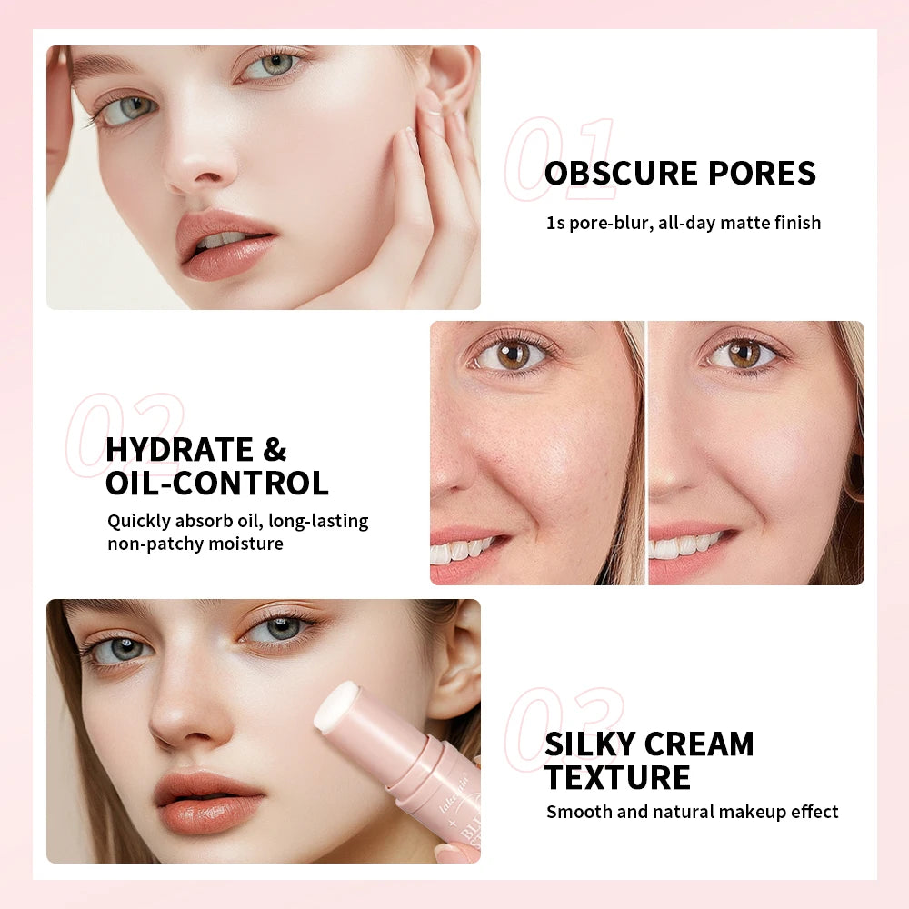Blur Stick Instant Pore Eraser Primer Makeup Long-Lasting Oil Control Moisturizing Matte Finish Blur Pores Makeup
