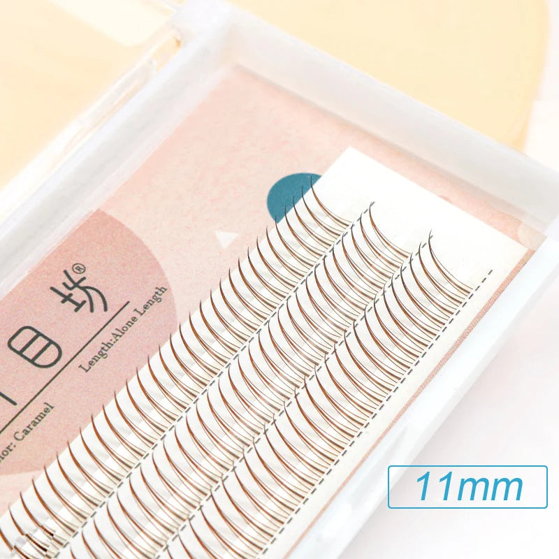 8-12mm A-Type Brown Individual Cluster Lashes, Soft Natural Fairy Strand Eyelashes, black Lashes for Korean Makeup Look
