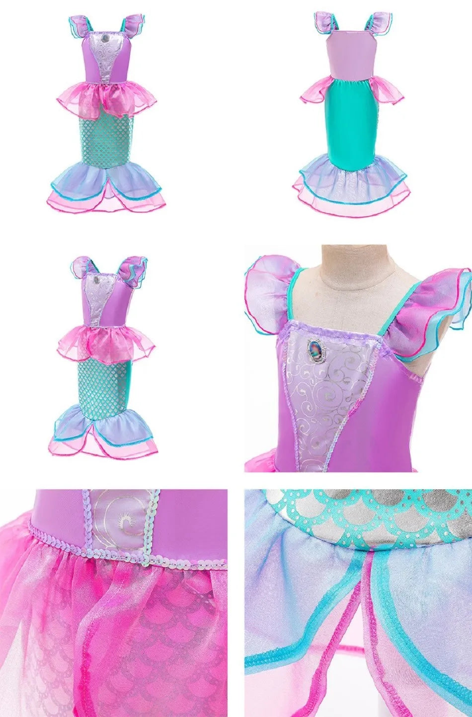 Kids Belle Costume Girl Halloween Princess Cosplay Party Dress Children Rapunzel Cinderella Anna Elsa Encanto Birthday Clothes