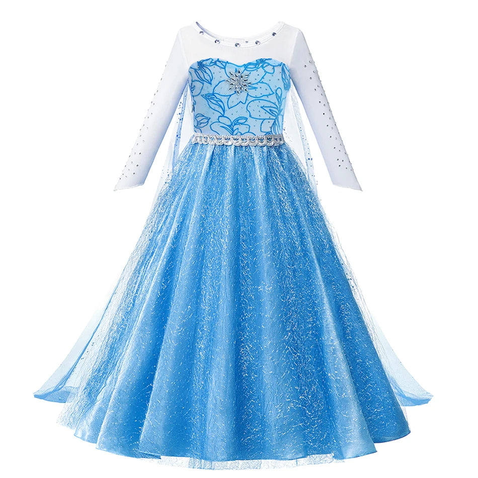 Elsa Anna Snow Queen Dress for Girls Princess Costume Birthday Halloween Christmas Carnival Outfit Kids Cosplay 2-8Y Vestido