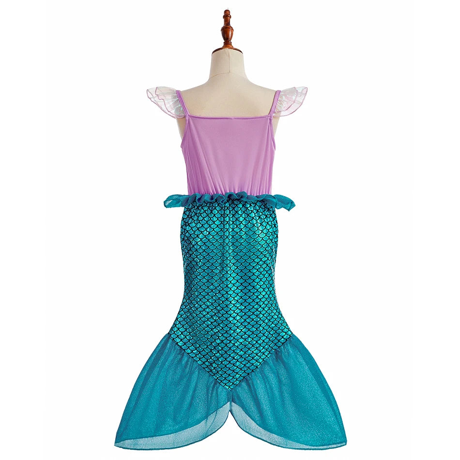 Kids Belle Costume Girl Halloween Princess Cosplay Party Dress Children Rapunzel Cinderella Anna Elsa Encanto Birthday Clothes