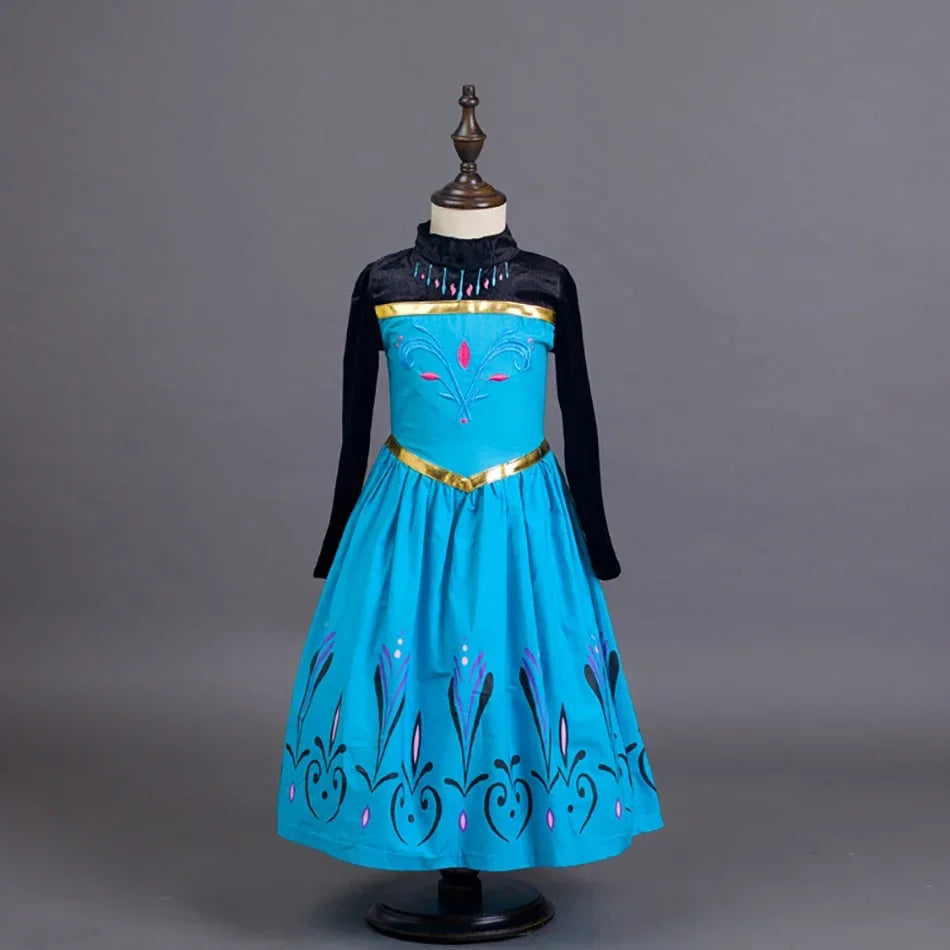 Queen Dress For Girls Long Sleeve Dress Elsa Cosplay Costume Princess Halloween Dress Kids Party Vestido Fantasia Children