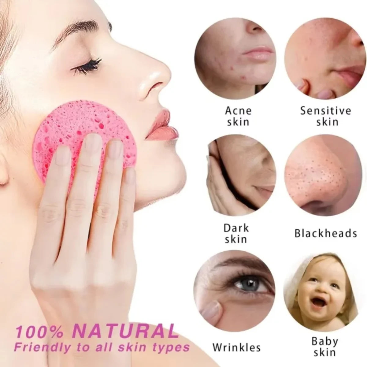1-50PCS Compressed Wood Pulp Facial Sponges Flower Shape Exfoliating Face Cleanser Pads Makeup Remover Skin Care