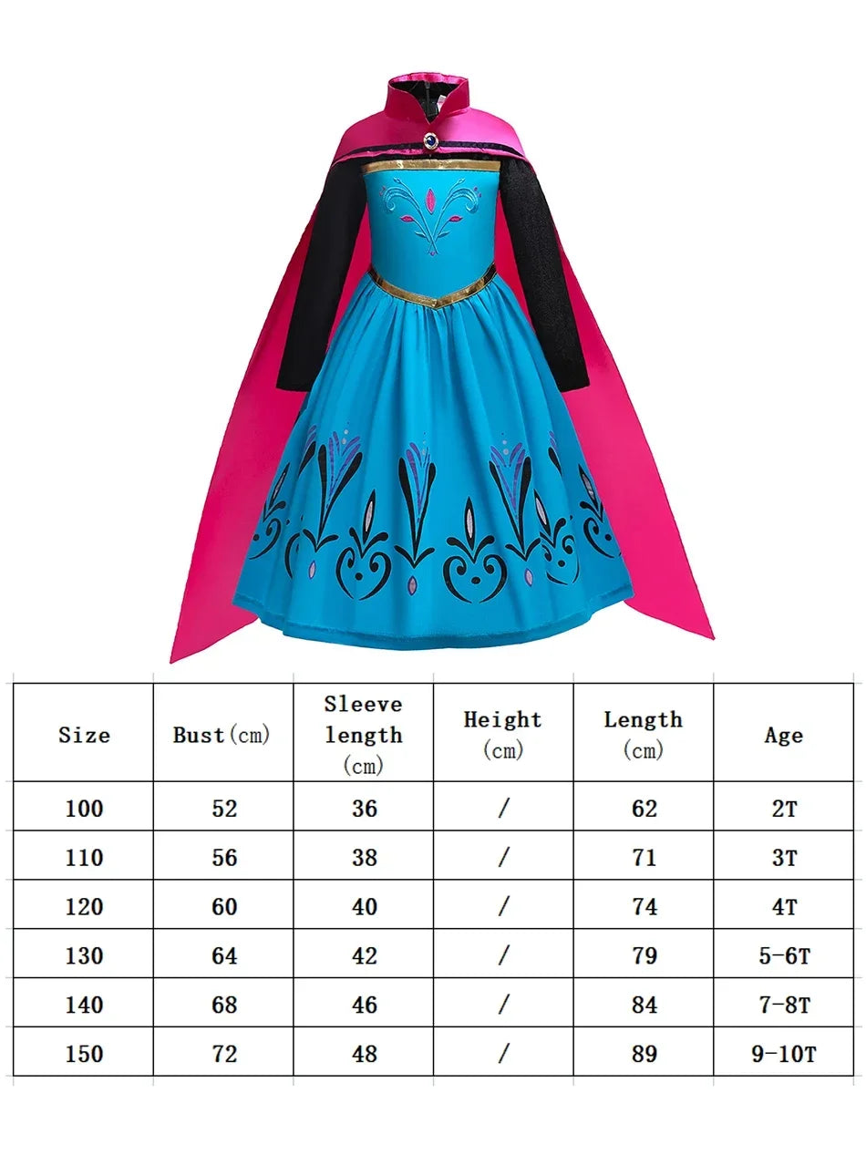 Queen Dress For Girls Long Sleeve Dress Elsa Cosplay Costume Princess Halloween Dress Kids Party Vestido Fantasia Children
