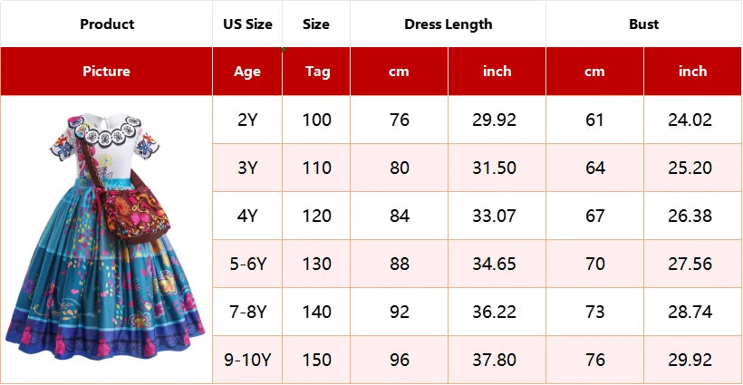Girls Floral Print Cosplay Dress With Bag Kids Halloween Carnival Party Costume Children Birthday Evening Fancy Dress For Girls