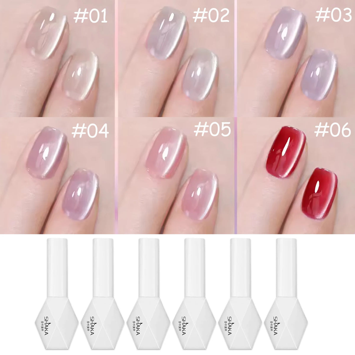 WS 10ml 6-Color Silver Water Light Cat Magnetic Gel Nail Polish Nail Supplies Vernis Semi Permanent Gel for Fall Winter Nails