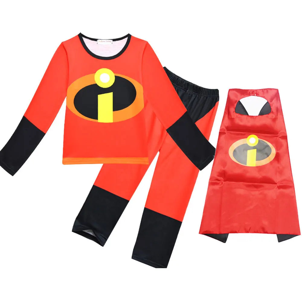 New Baby Kids The Incredibles Cosplay Costume Anime Red Set Halloween Costumes for Boys Girls Mask Cloak