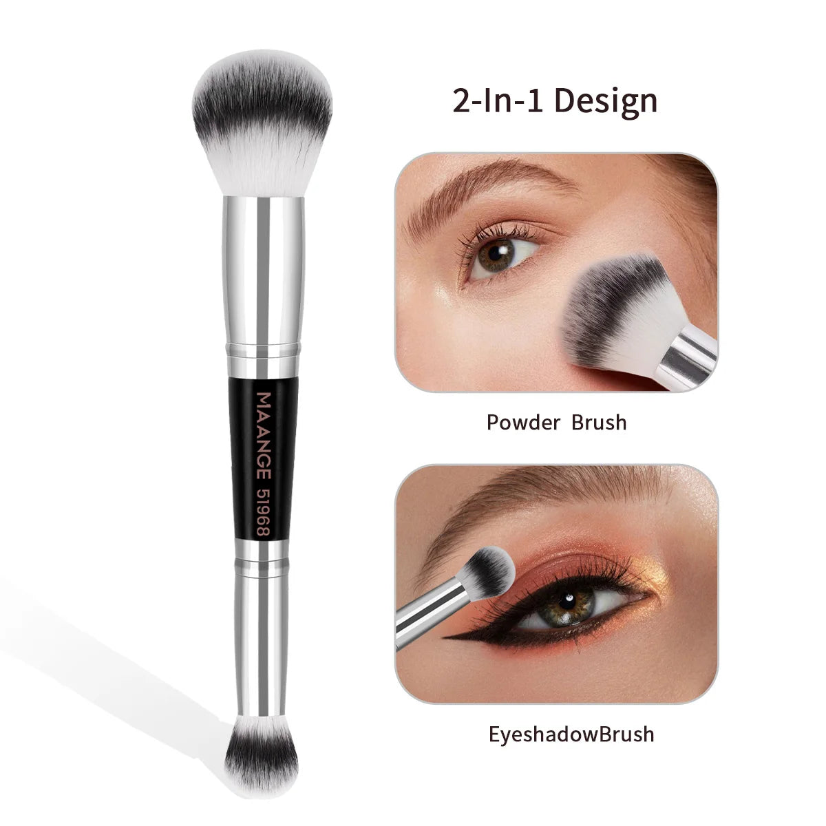 MAANGE 4pcs Makeup Brushes 2pcs Dual-ended Concealing Blush Brushes 2pcs Flat Top Angled Foundation Brushes Kit for Gifts Girls