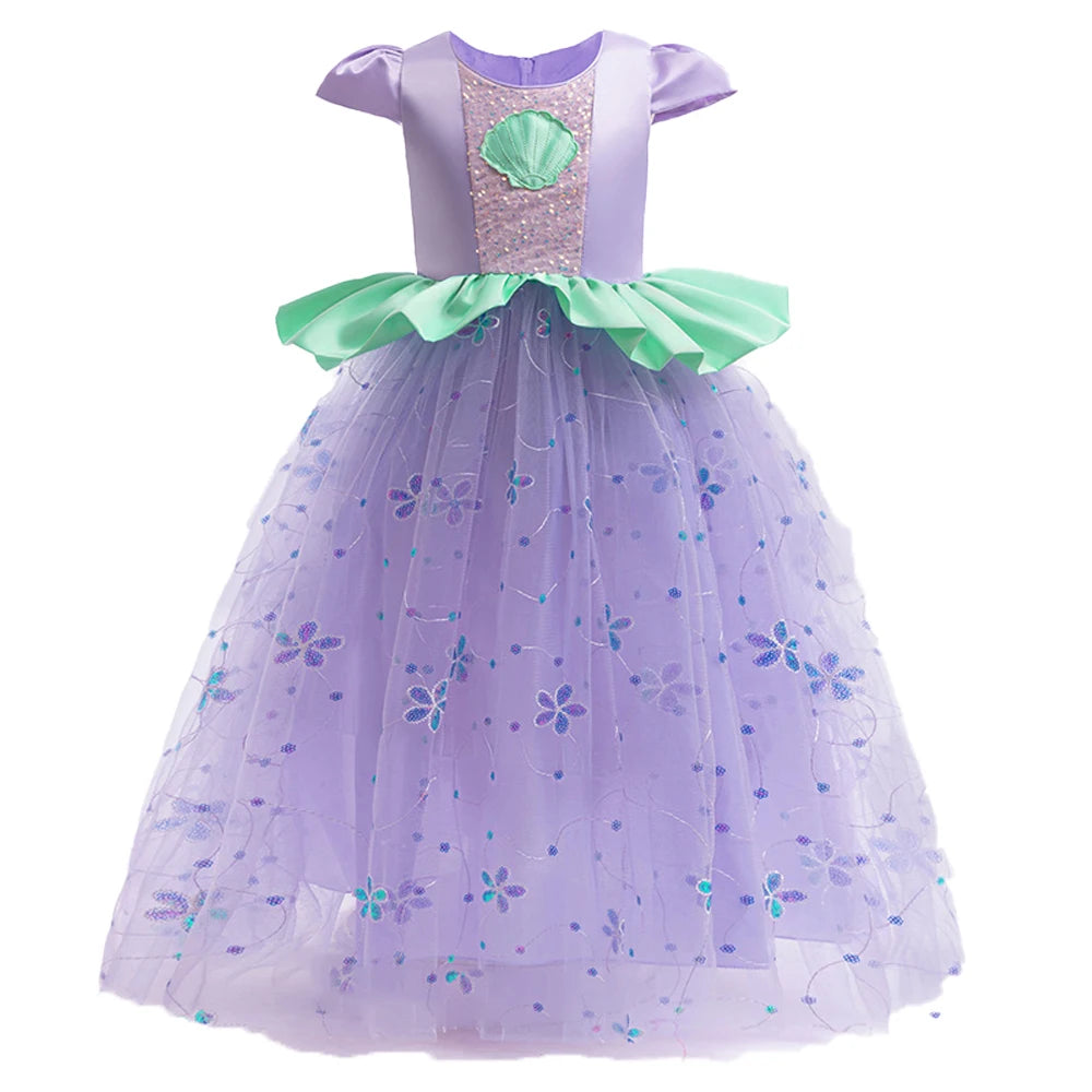 Summer Mermaid Prom Princess Dress for Girl Cosplay Halloween Christmas Costume Lace Wedding Birthday Perform Party Girl Dresses