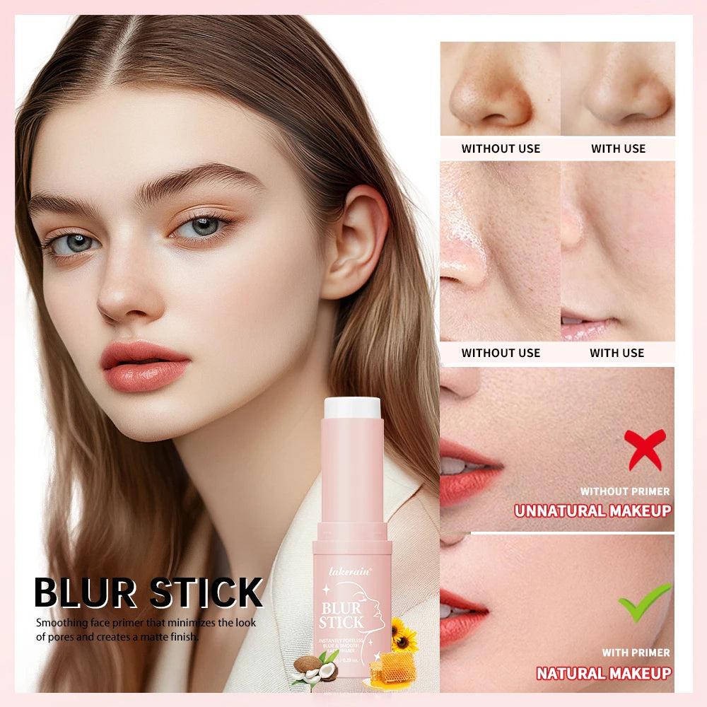 Blur Stick Instant Pore Eraser Primer Makeup Long-Lasting Oil Control Moisturizing Matte Finish Blur Pores Makeup