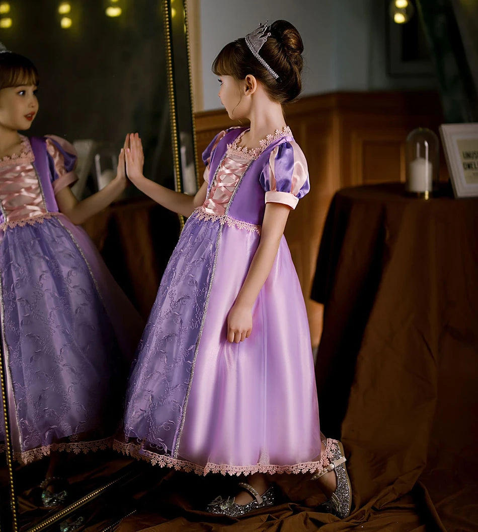Girl Rapunzel Dress for Kid Princess Girl Tangled Cosplay Carnival Halloween Vestido Birthday Party Ball Gowns Evening Costume