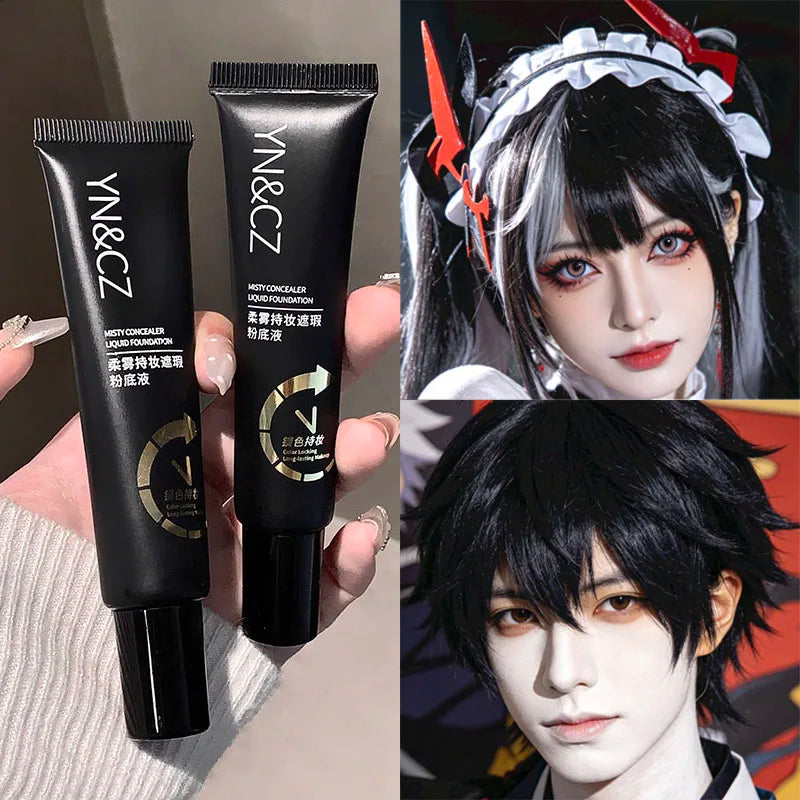 White Liquid Foundation for Halloween Goth Makeup Waterproof Full Coverage White Foundation Cosplay High Concealer Face Paint