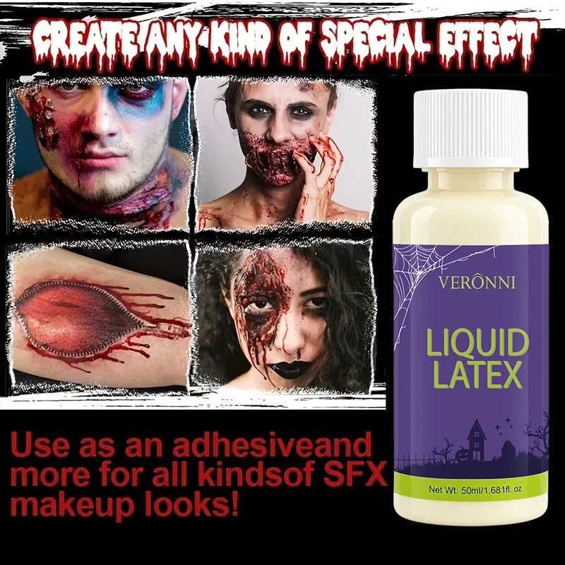 2pcs Liquid Latex SFX Makeup, Kit Realistic Fake Skin, Scar Wounds Old Age Skin, Halloween Wrinkles Cut Burning Decay Peeling