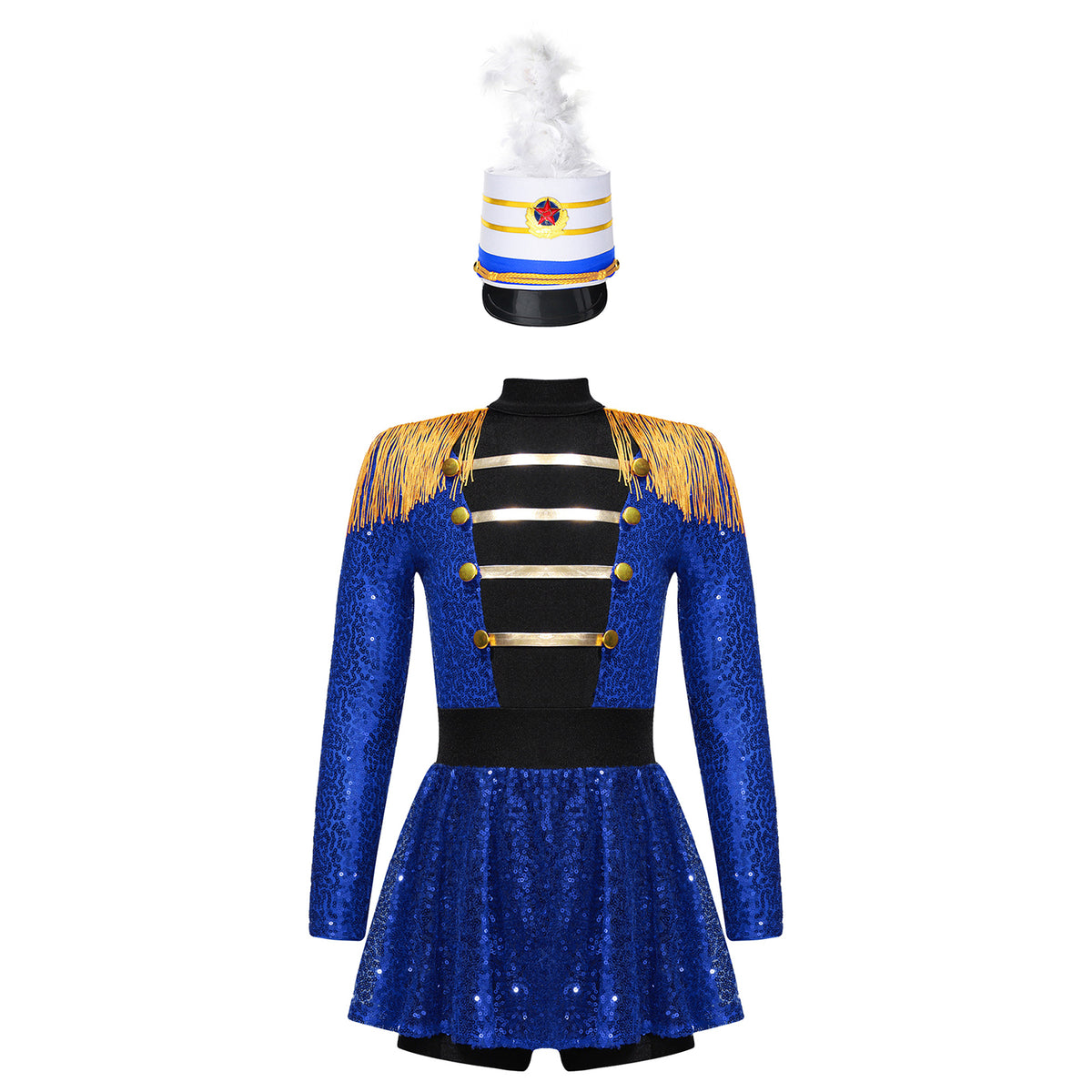 Kids Girls Halloween Circus Ringmaster Magician Costume Carnival Party Lion Tamer Cosplay Long Sleeve Sequins Leotard Dress Tutu