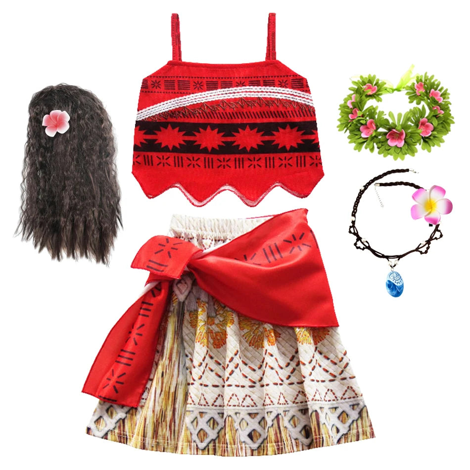 New Movie Moano 2 Dress Girl Halloween Cosplay Costume Carnival Party Princess Children Ocean Adventure Vaiana Dress
