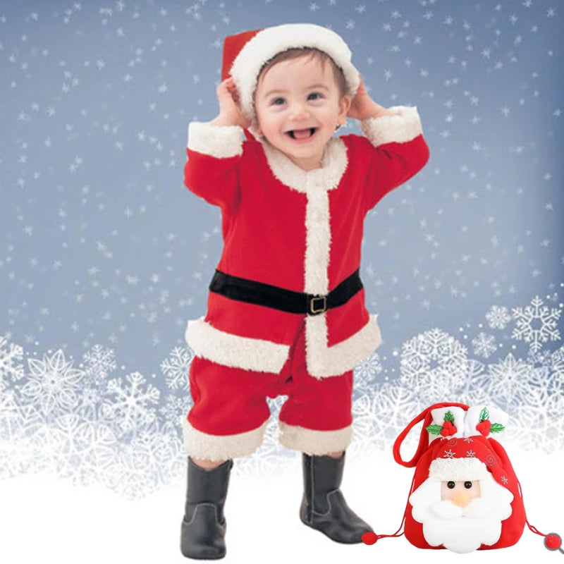 2026 Baby Girl Boy Christmas Costumes Red Santa Claus Suit Festival Halloween Cosplay Sets Christmas Baby Clothes