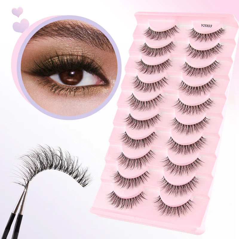 SHIDISHANGPIN False Lashes Extension 3/10 Pairs 3D Mink Eyelash Half Lashes Natural Cat Eye Eyelashes Makeup Faux Cils Fake Lash