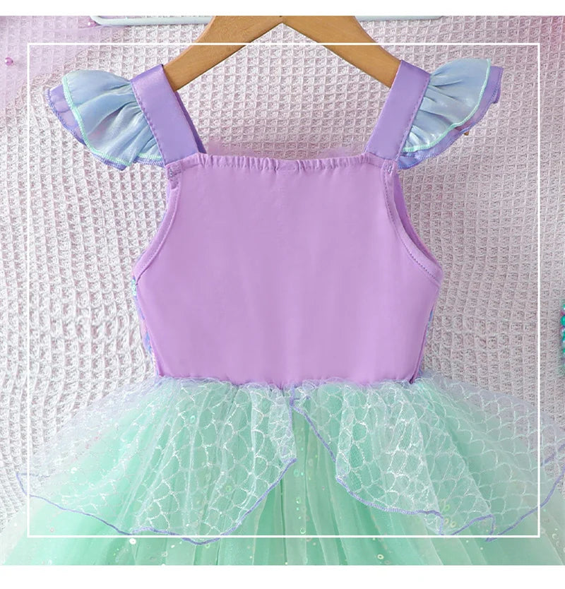 Girls Puffy Ballet Dance Dress Kids Fashion Sequined Mermaid Princess Dress Baby Beaded Tutu Skirt Christmas Halloween Dress up