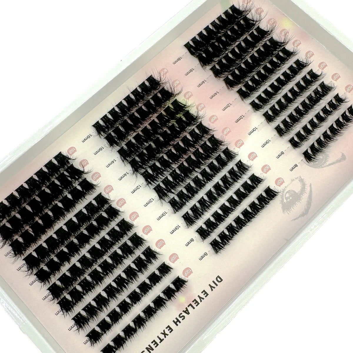 HBZGTLADDIY Mixed Cluster  Grafting 10 Rows 60P80P100P Self Grafting Packaging Mink Makeup False Eyelash Beauty Tool Wholesale