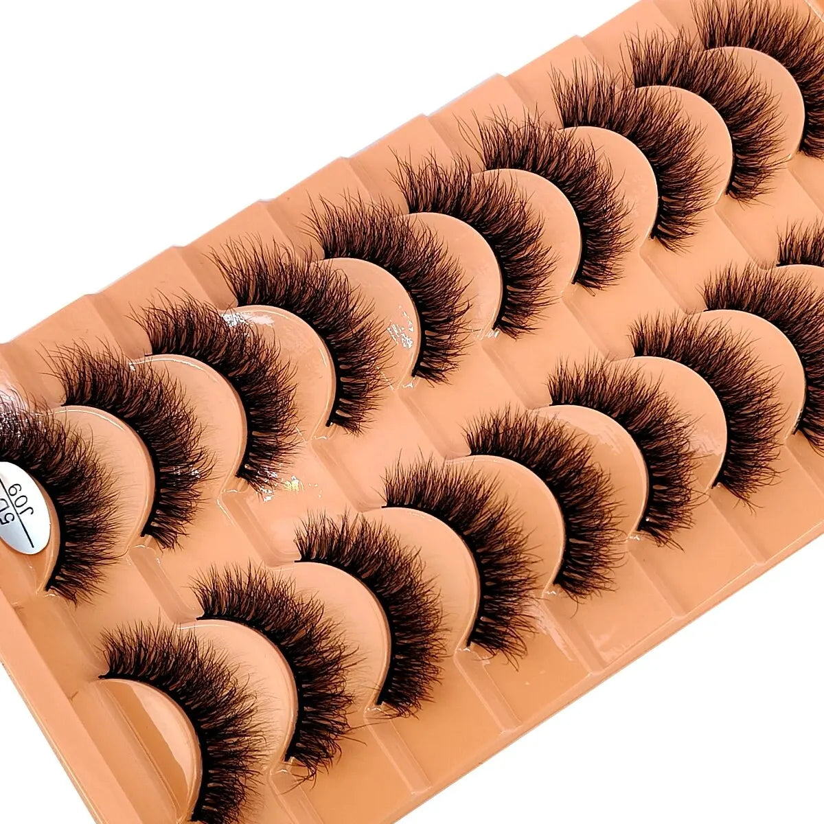 New 7/10 Pairs Faux Mink Eyelashes Handmade False Eyelashes Natural Nude Makeup Simulation Cross Messy Eye 3D Curly Eyelashes