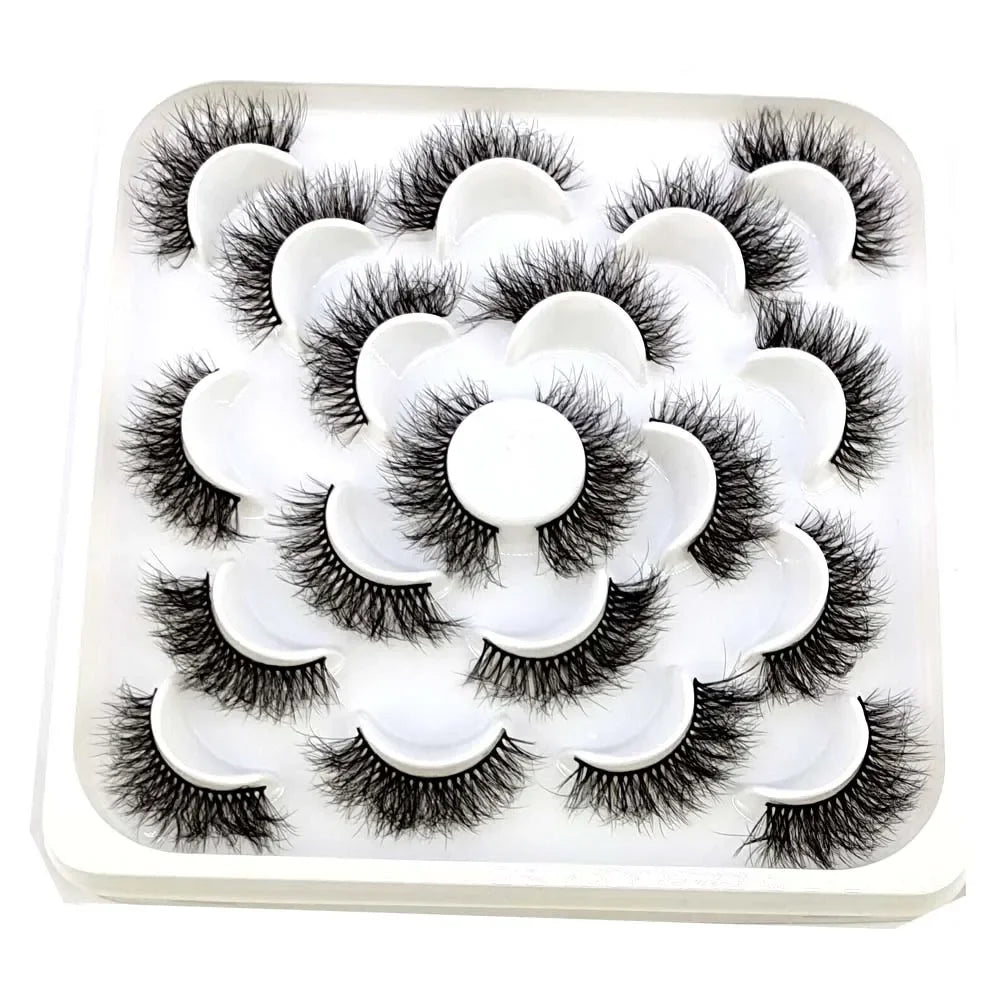 NEW 10 pairs Handmade 3d mink lashes short False Eyelashes Cross Messy Dense Natural Eye Lashes Stage Makeup False Eyelashes