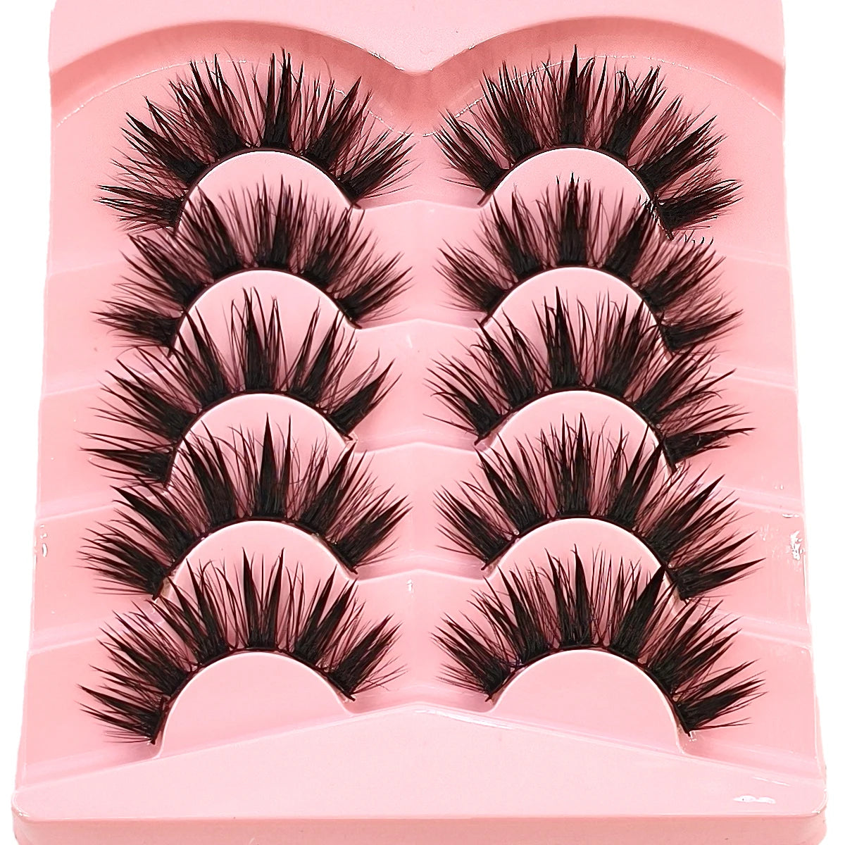 New 5 Pairs Wet False Eyelashes Naturally Wear False Eyelashes Everyday Sharp Tail Thick Simulation Cross Makeup Lashes