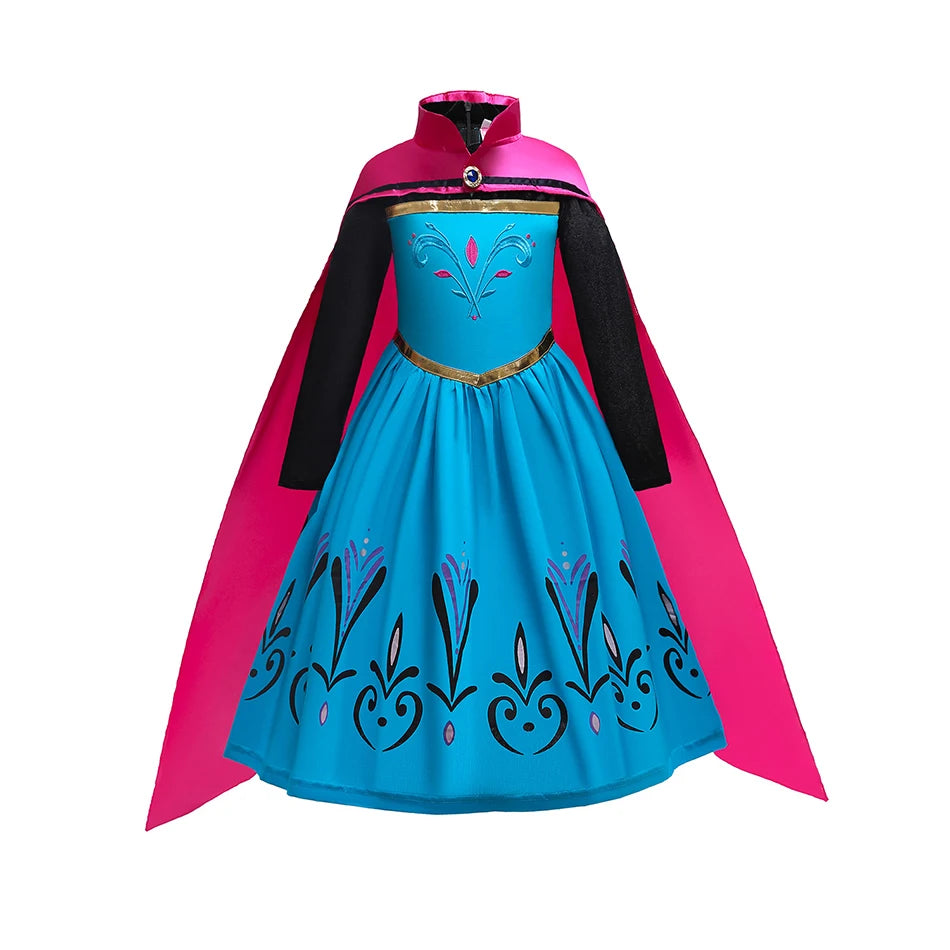 Queen Dress For Girls Long Sleeve Dress Elsa Cosplay Costume Princess Halloween Dress Kids Party Vestido Fantasia Children
