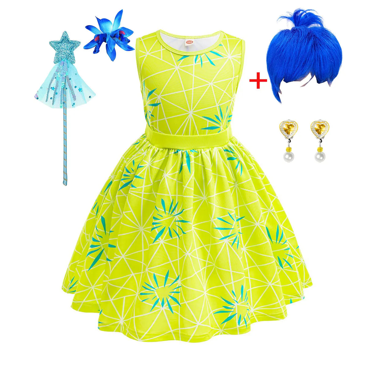 Emotion Drama Animated Film Costume Play Joy Cosplay Dress 2025 Kid Cartoon Movie Role Playing Princess Frock Halloween Apparel