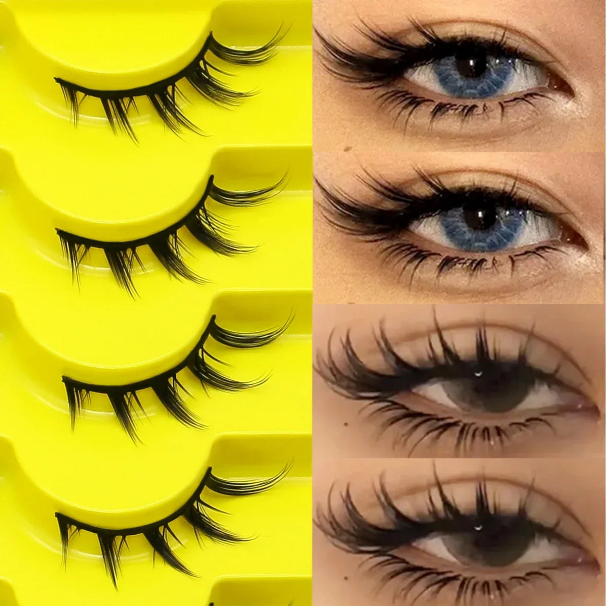 Veltrinay Cat Eye Lashes Manga Lahses Winged End Eye Elongated Eyelashes Faux Mink Natural Look Fake Lashes Makeup