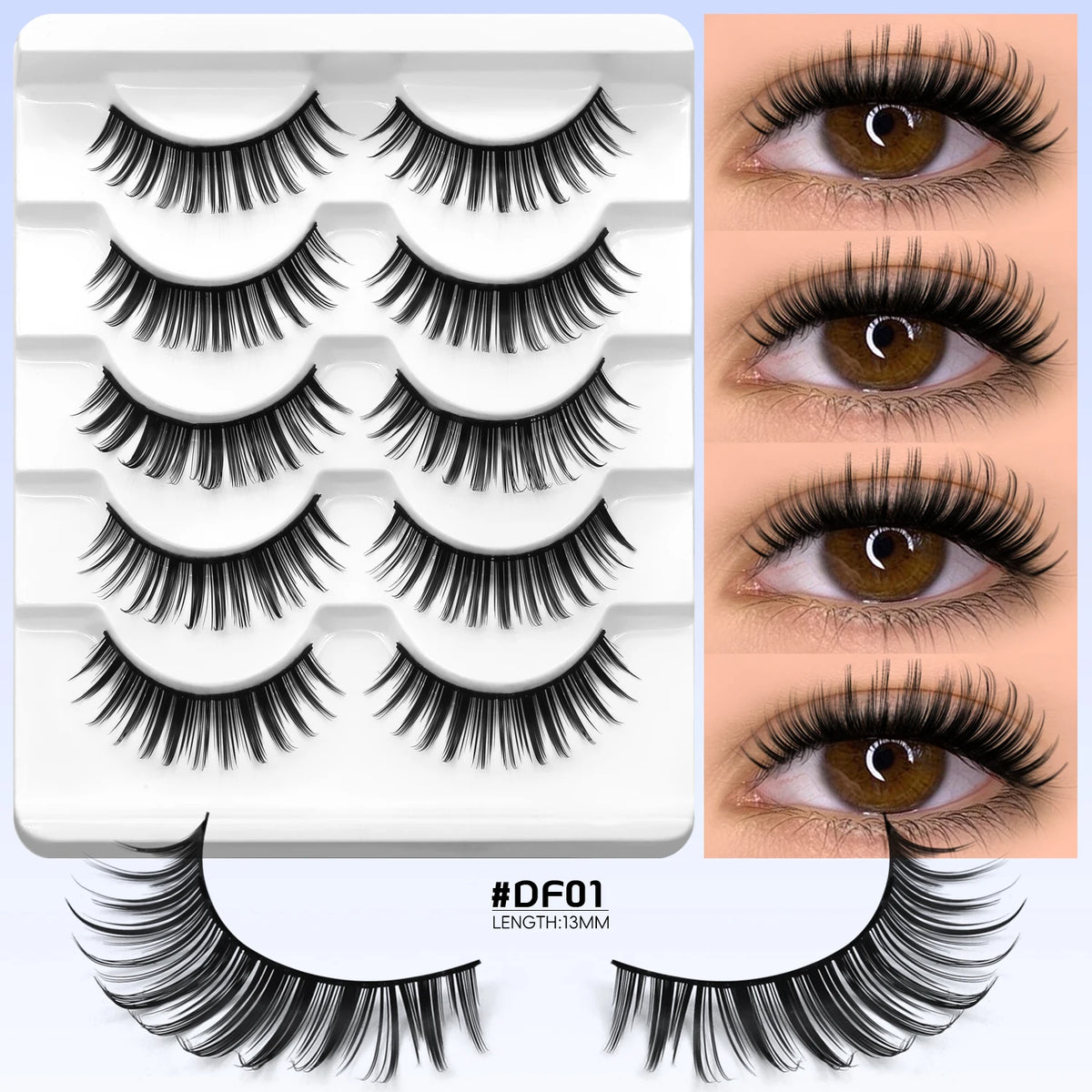 Veltrinay Cat Eye Lashes Manga Lahses Winged End Eye Elongated Eyelashes Faux Mink Natural Look Fake Lashes Makeup