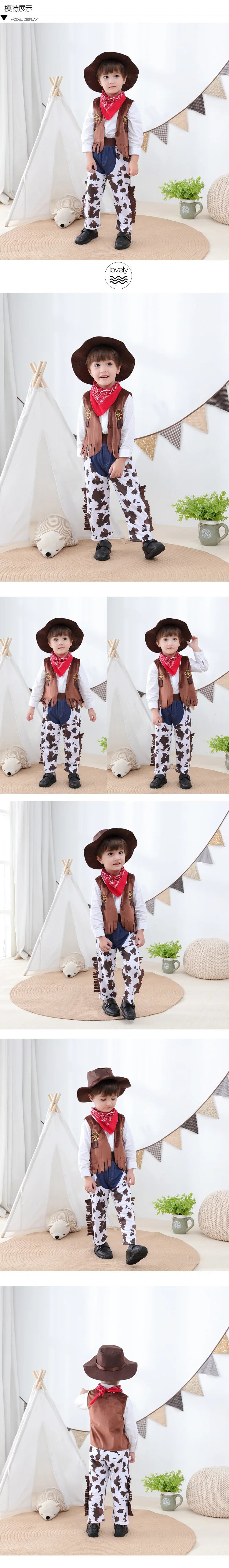 Kids Cowgirl Dress Complete Set  Western Cowboy Cowgirl Costume 4-Piece Set Christmas Play Outfit Halloween Clothes for Child