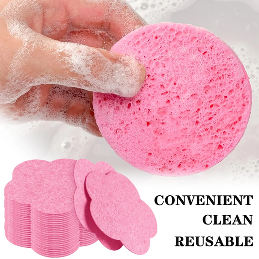 1-50PCS Compressed Wood Pulp Facial Sponges Flower Shape Exfoliating Face Cleanser Pads Makeup Remover Skin Care