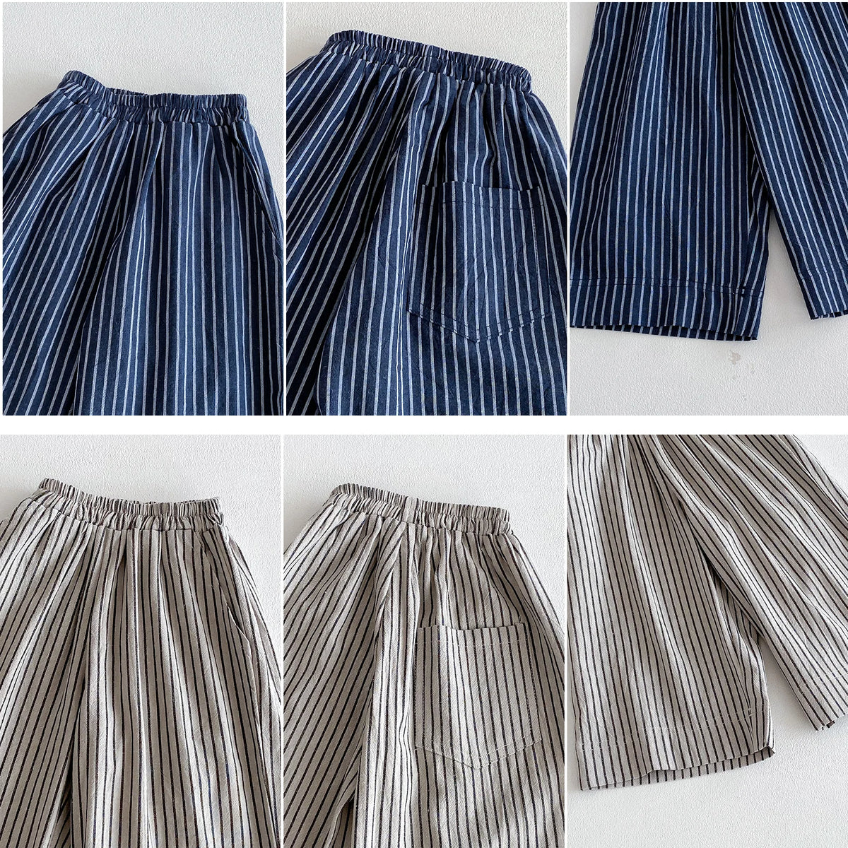 Boys Girls Linen Cotton Stripe Trousers For Children's Clothes Fall Spring Boy Loose Casual Harem Pants Kids Long Pants for 1-6T