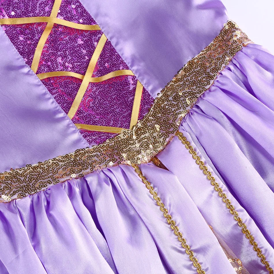 Girls Autumn Rapunzel Dress Kids Disguise Carnival Girl Princess Costume Birthday Party Gown Outfit Clothes 2-10 Years