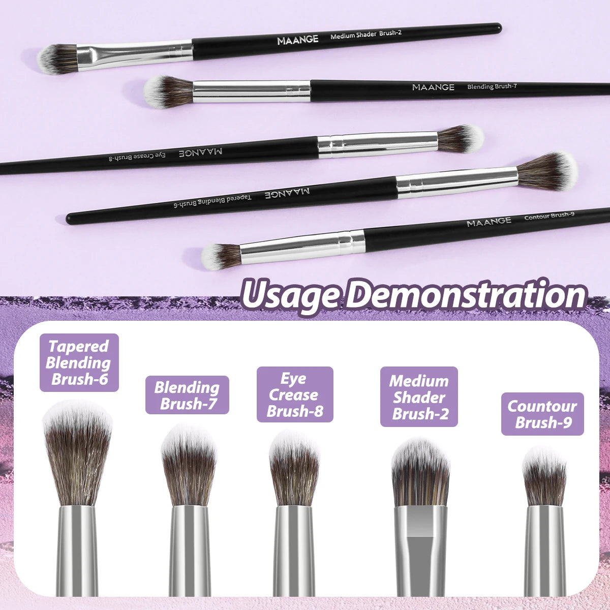 MAANGE 5PCS Eye Shadow Makeup Brush Set Concealer Brush Eye Cosmetic Soft Bristles Shader Brush Portable Beauty Makeup Tools