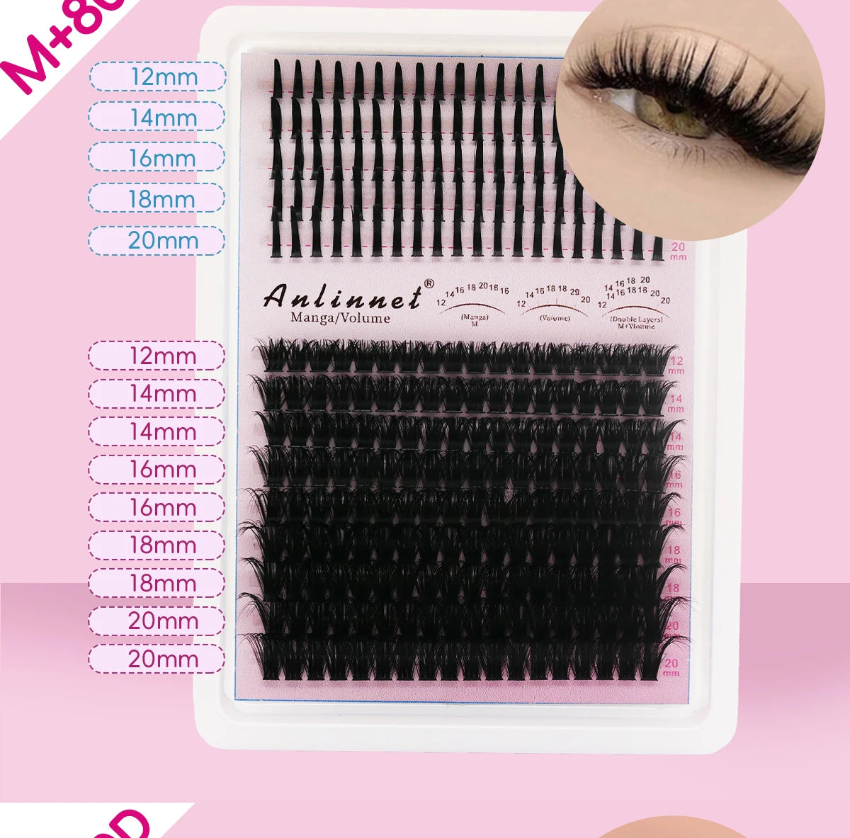 Fairy Natural Single Cluster Thick Artificial False Eyelashes, Mixed Play Makeup, D Curve, Large Capacity, 14 Rows