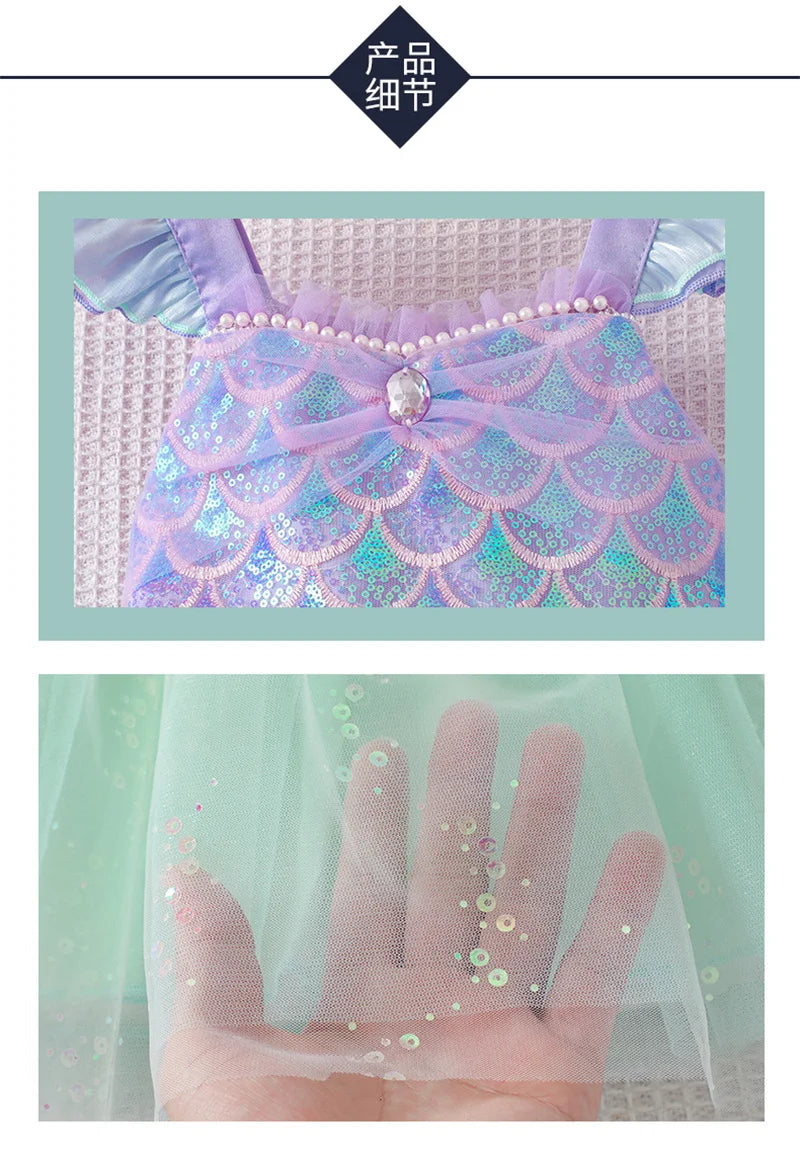 Girls Puffy Ballet Dance Dress Kids Fashion Sequined Mermaid Princess Dress Baby Beaded Tutu Skirt Christmas Halloween Dress up