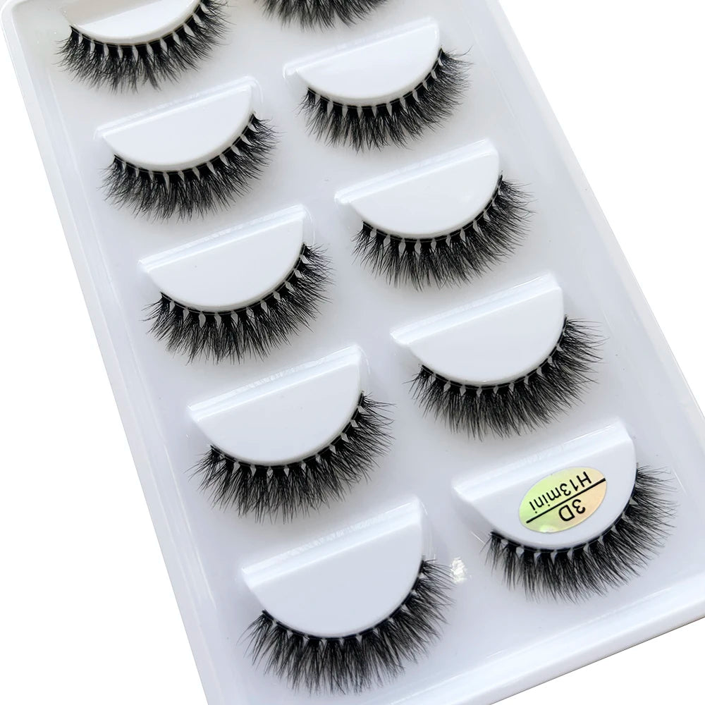 Transparent 3D Mink Eyelashes, Natural Clear False Eye Lashes, Soft Invisible Eyelash, Wispy Makeup Faux Cils, H13 X08, 5 Pairs