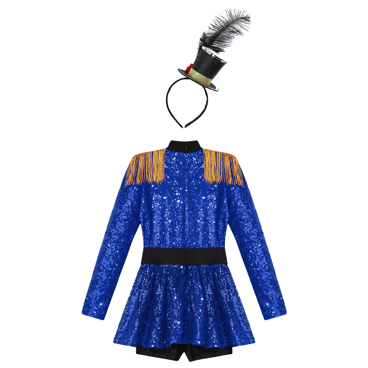 Kids Girls Halloween Circus Ringmaster Magician Costume Carnival Party Lion Tamer Cosplay Long Sleeve Sequins Leotard Dress Tutu
