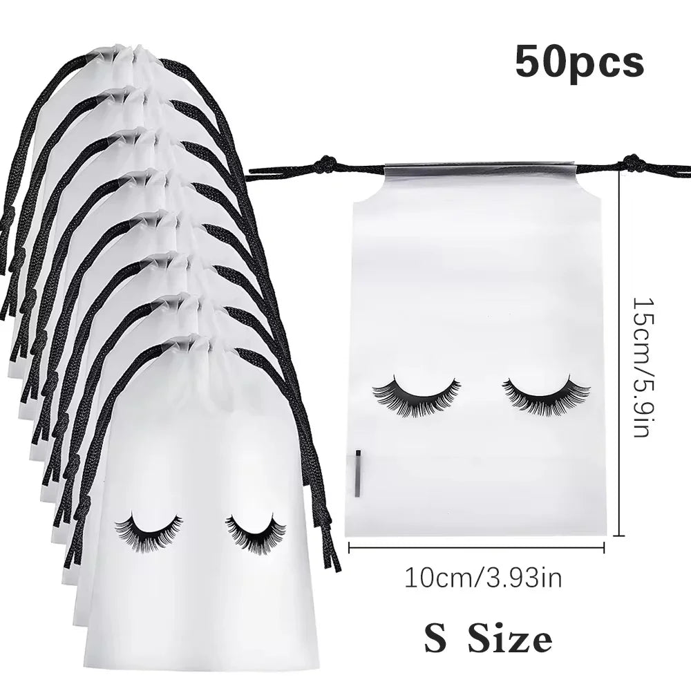 50PCS Travel Pouch Eyelash Aftercare Reusable Bag Cosmetic Bags Lashes Extension Supplies Beauty Travel Pouch Makeup Tools