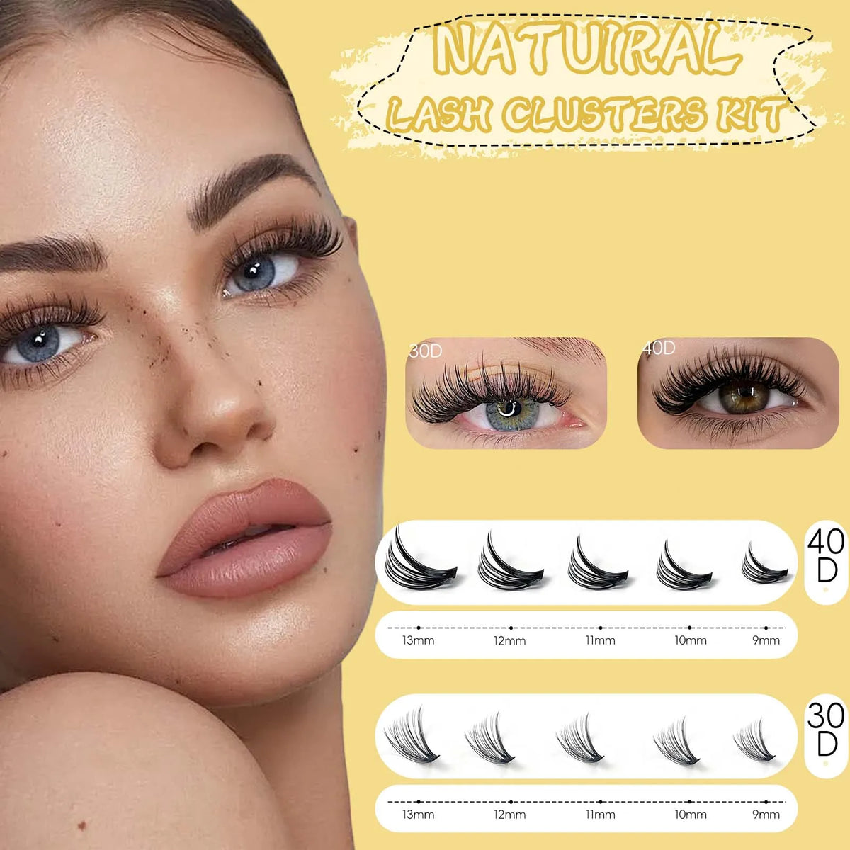 20 rows, 400 clusters of 3D false eyelashes, natural eyelash extension, makeup, thick eyelashes, 30/40/60/80D eyelash book