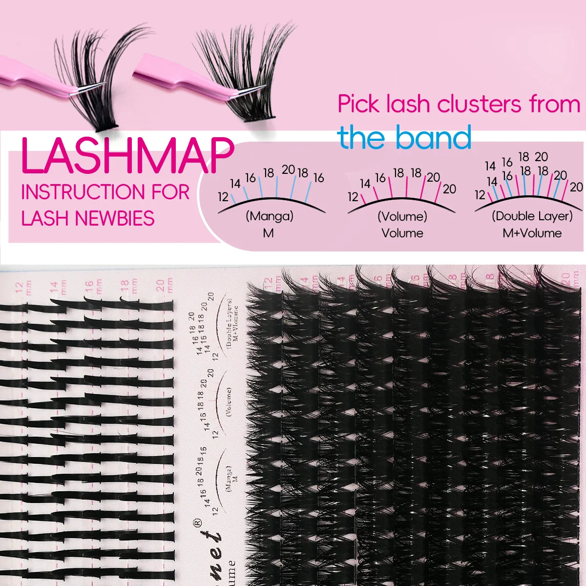 Fairy Natural Single Cluster Thick Artificial False Eyelashes, Mixed Play Makeup, D Curve, Large Capacity, 14 Rows