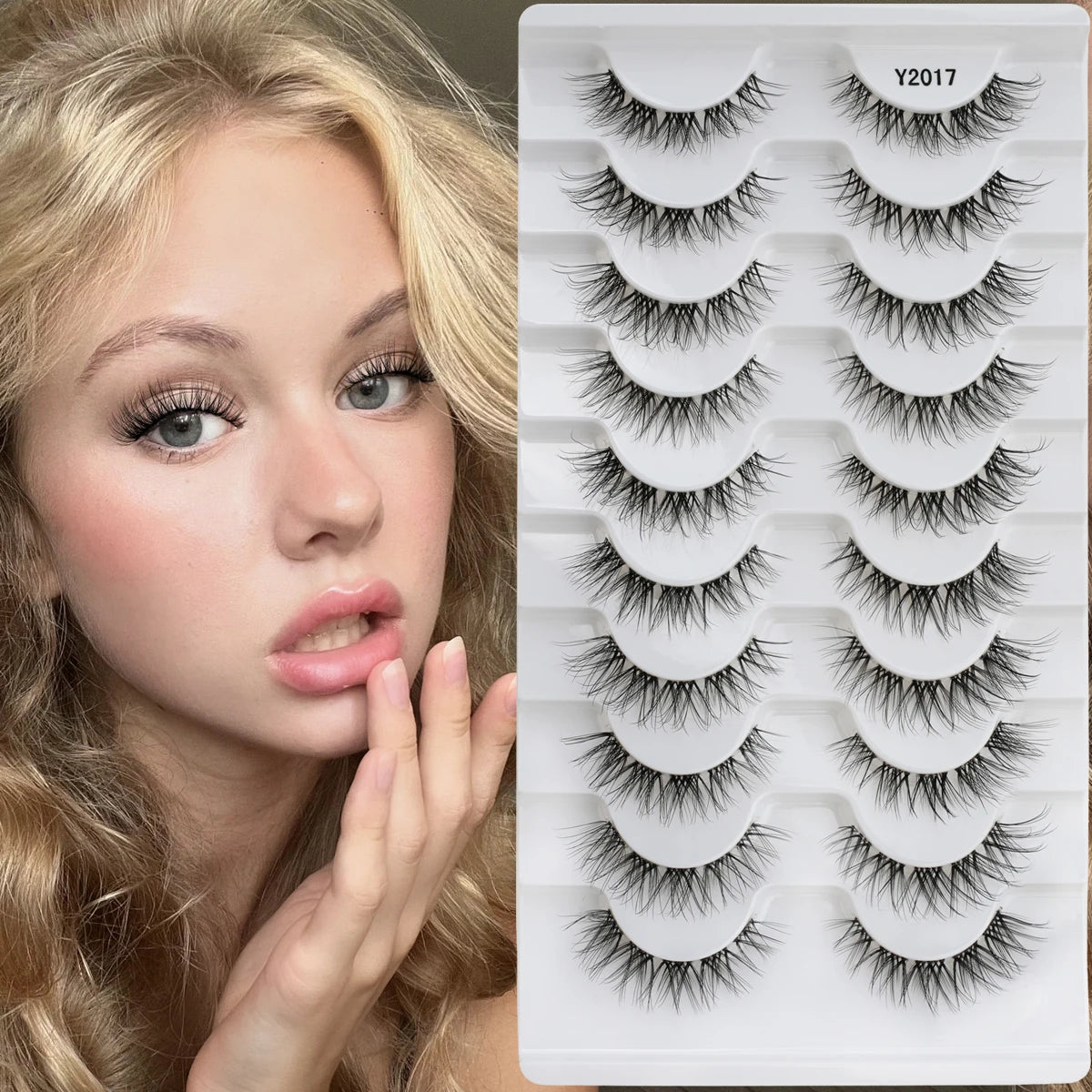 SHIDISHANGPIN False Lashes Extension 3/10 Pairs 3D Mink Eyelash Half Lashes Natural Cat Eye Eyelashes Makeup Faux Cils Fake Lash
