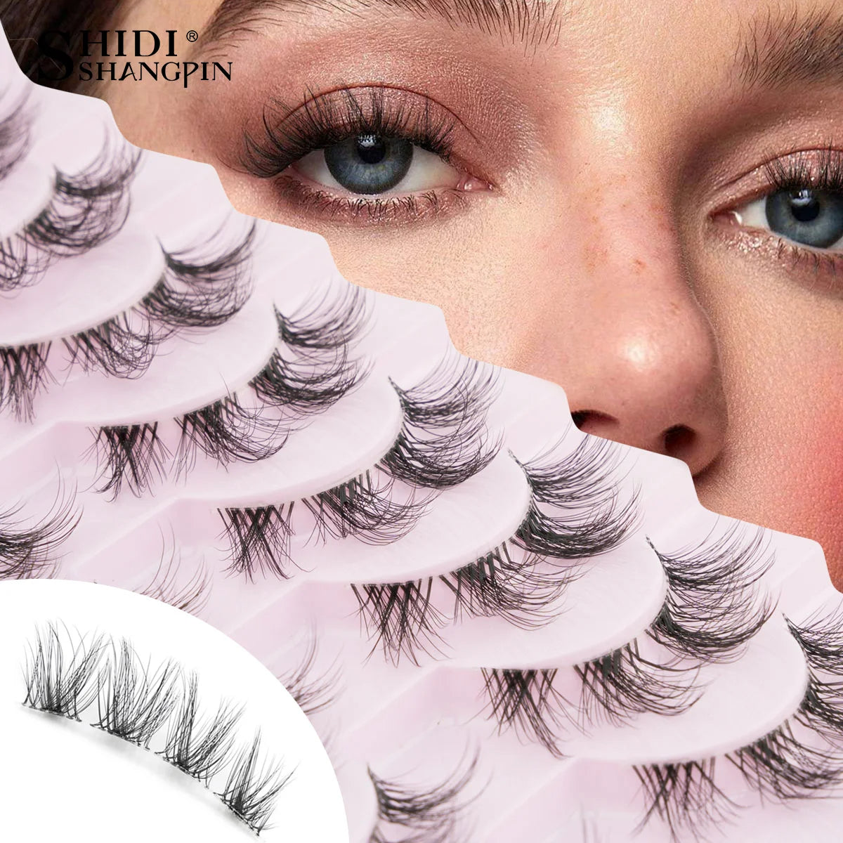 SHIDISHANGPIN False Lashes Extension 3/10 Pairs 3D Mink Eyelash Half Lashes Natural Cat Eye Eyelashes Makeup Faux Cils Fake Lash