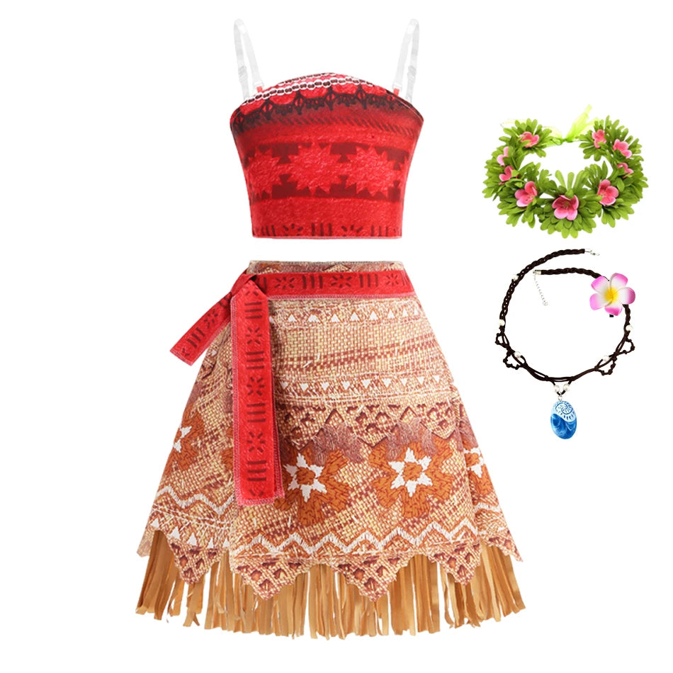 New Movie Moano 2 Dress Girl Halloween Cosplay Costume Carnival Party Princess Children Ocean Adventure Vaiana Dress