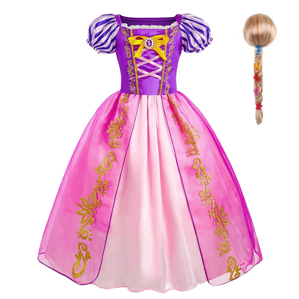 Rapunzel Dress for Girls Kids Summer Tangled Costumes Fancy Princess Dress Children Birthday Carnival Halloween Party Clothes