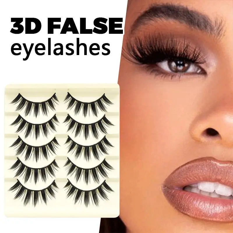 10 Pairs Manga Lashes Cosplay Fake Eyelashes Strip Lash Soft Natural Look Fox Eye Korean Manhua Makeup False Eyelashes
