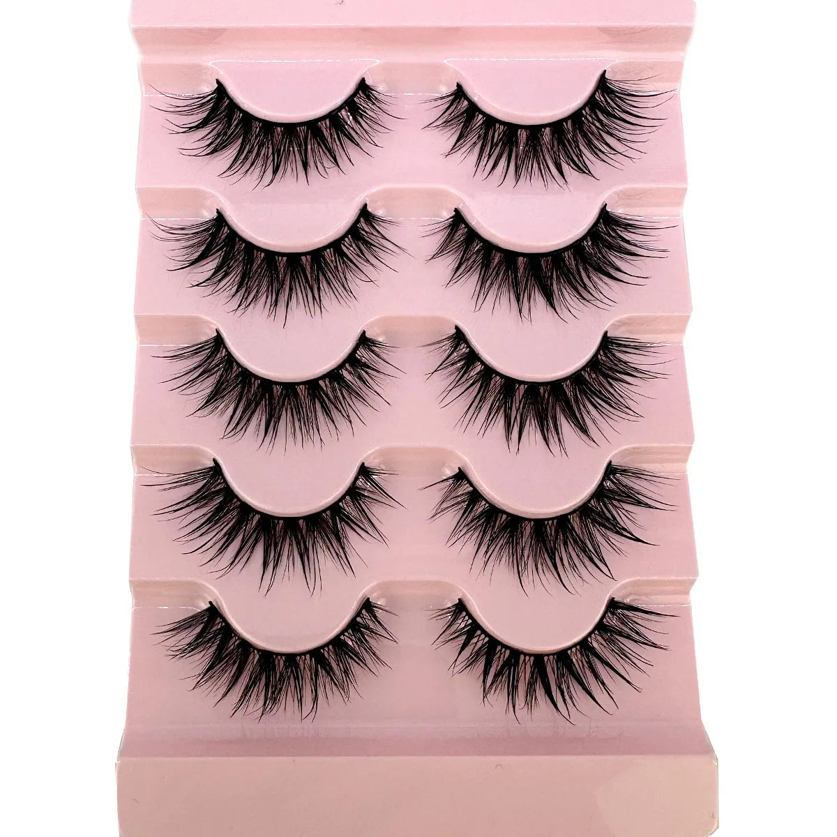 New 5 Pairs Wet False Eyelashes Naturally Wear False Eyelashes Everyday Sharp Tail Thick Simulation Cross Makeup Lashes