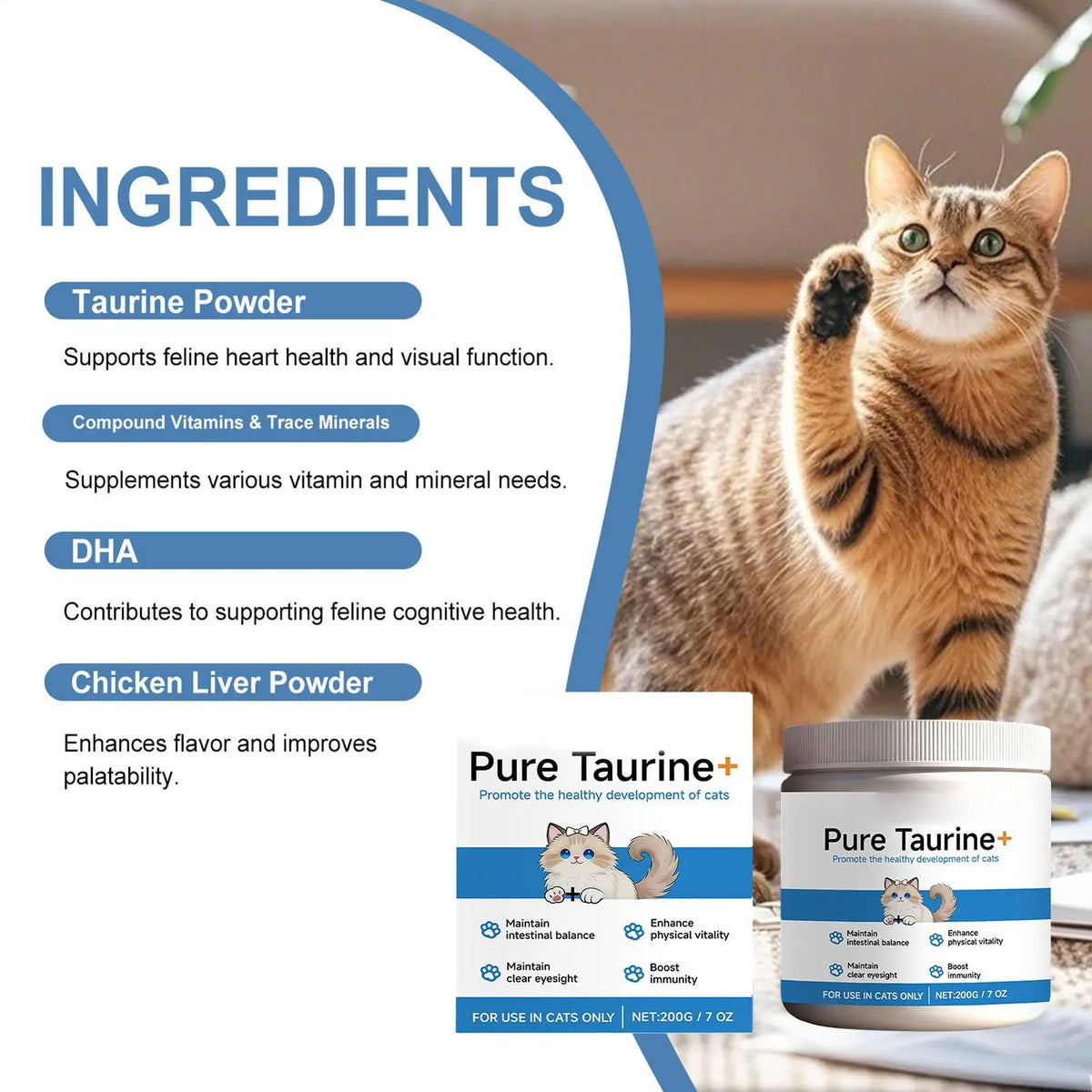 Pet Supplements 200g Daily Nutrition Cats Wet Or Dry Food Supplements for Small Medium Large Breeds Animals Home Travel Shelter